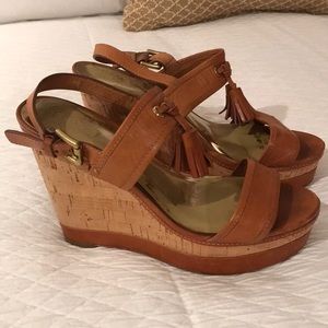 Coach Cork and Leather Platform Wedge